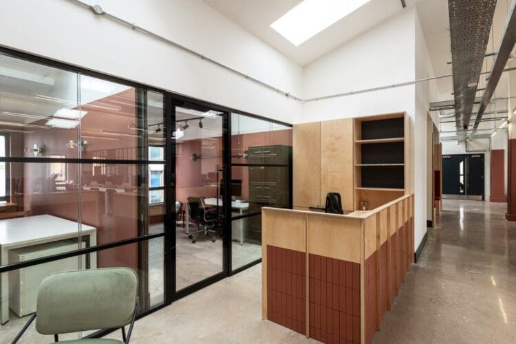 Office reception area in London office fit out
