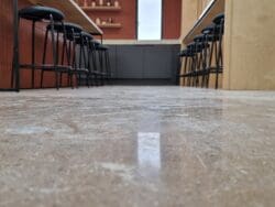 Polished concrete floor in office teapoint for London fit out project.