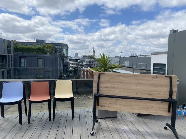 London roof top at furniture showroom at Clerkenwell Design Week.
