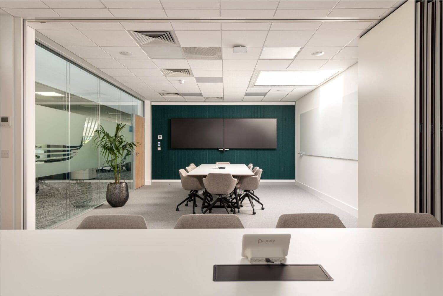 Corporate office boardroom design in office refurbishment in Kings Hill, Kent.
