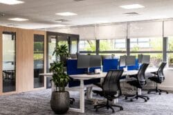 Modern office furniture solutions and meeting booths.