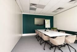 Office boardroom design with closed operable wall.