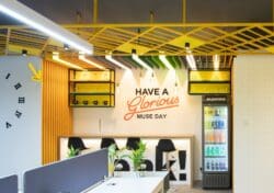 Self service office snack bar in coworking office space.