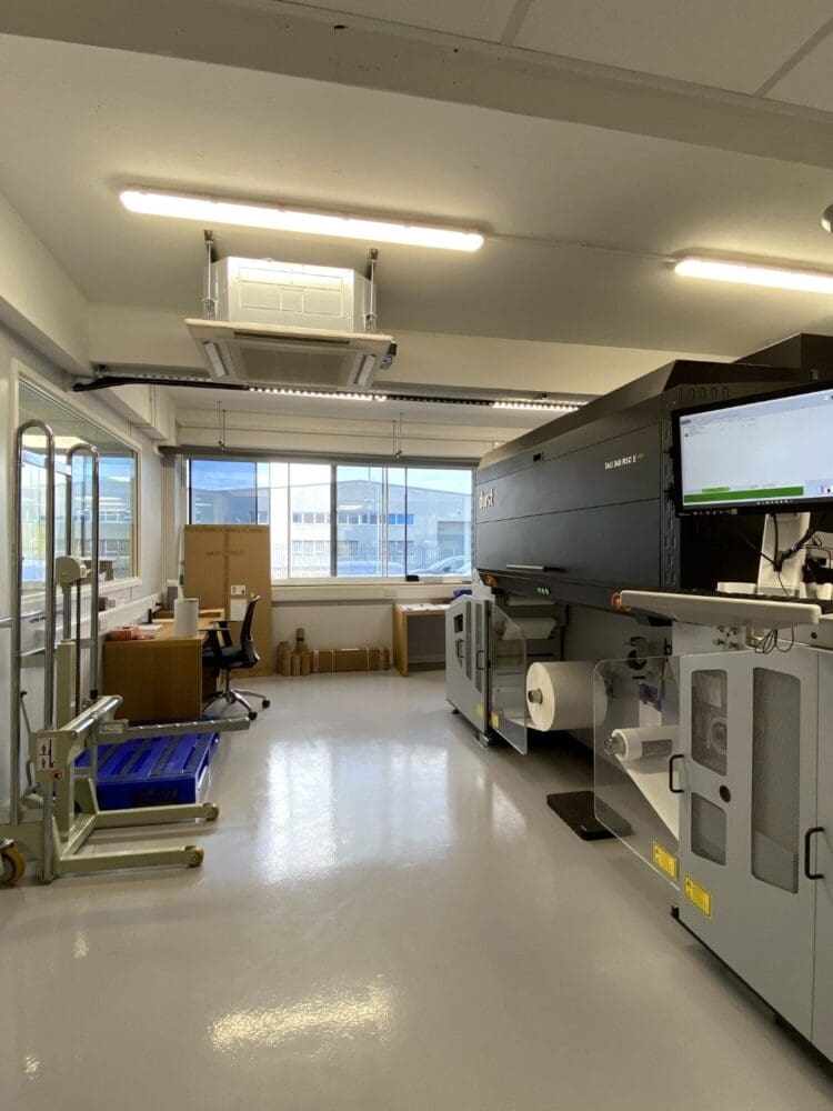 Printing machine room in industrial refurbishment project.