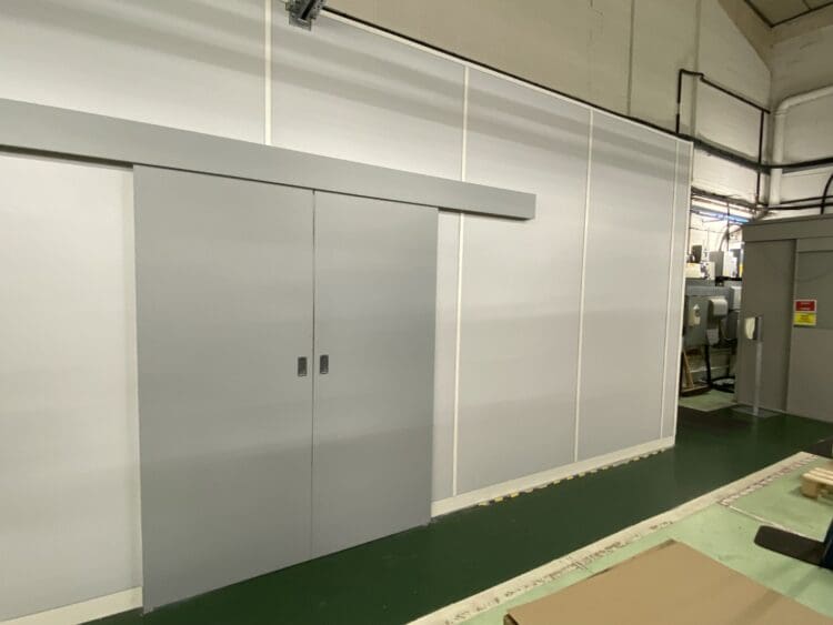 Sliding doors into warehouse for London industrial refurbishment project.