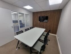 Corporate office boardroom for office refurbishment in Sussex.