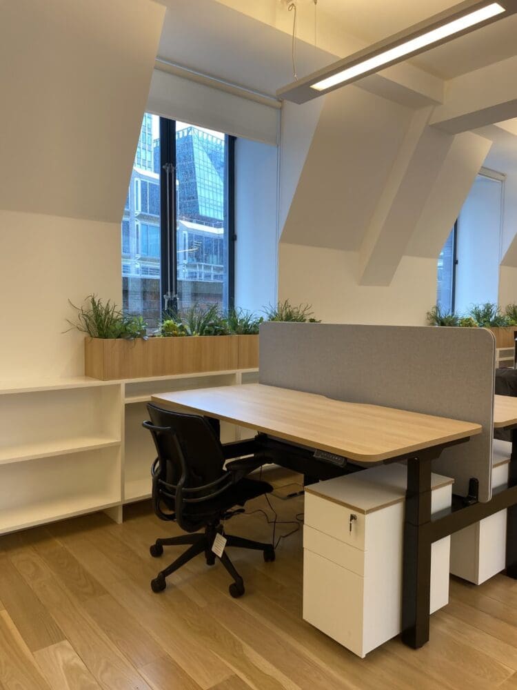 London office refurbishment with modern office furniture solutions.