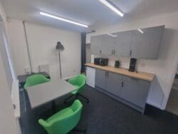 Office tea point and breakout area in office refurbishment project.