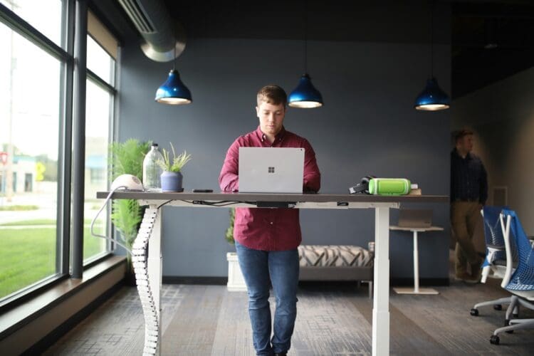 Standing desk as an active office furniture solution.
