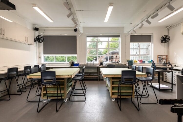 Art classroom interior design and refurbishment project, London.