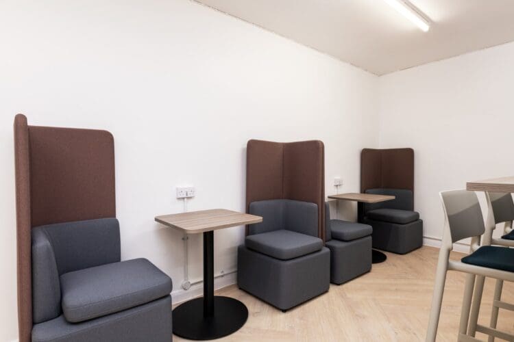 Collaboration furniture in school sixth form centre refurbishment.