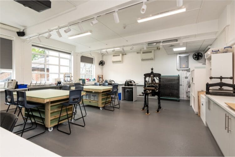 London school refurbishment project including art classroom transformation.