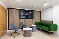 London school refurbishment with reception area including furniture solutions.