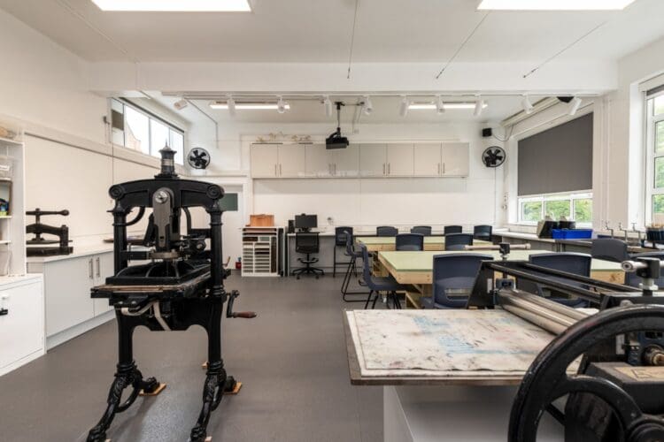Modern art classroom design and refurbishment project, London.