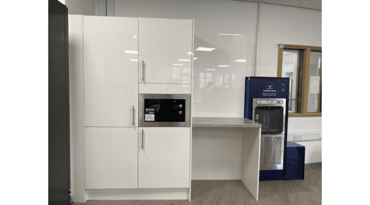 Modern tea point in school refurbishment project London.