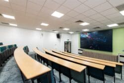 School lecture theatre refurbishment with AV wall.