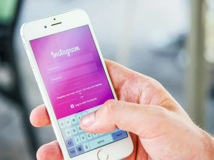 Instagram login page on mobile phone screen.