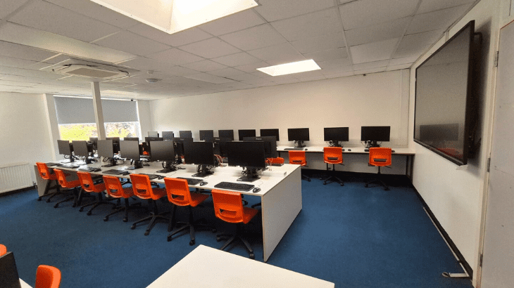 Bespoke school furniture solutions for IT classroom refurbishment.