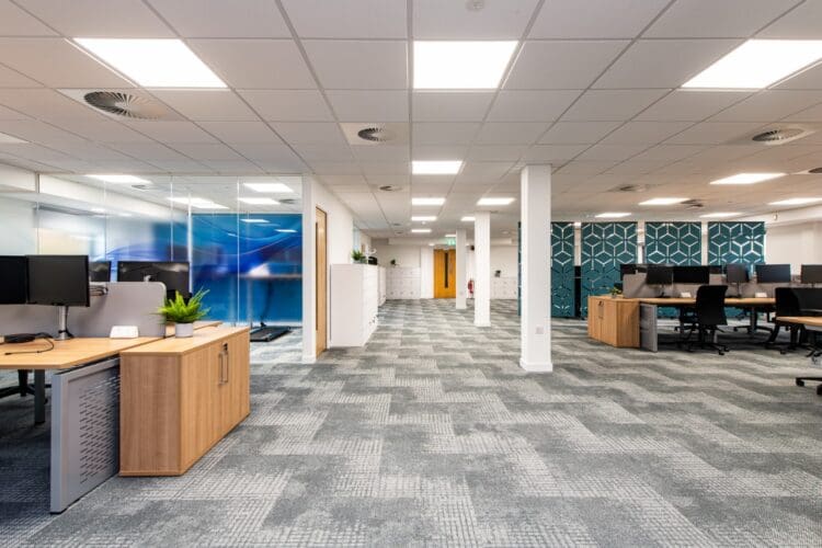 Office refurbishment Kent for with open plan corporate office design.