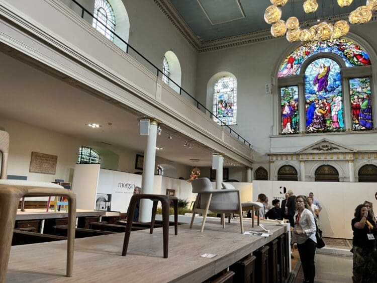 British designed furniture displayed at Clerkenwell Design Week 25 in St James' Church.