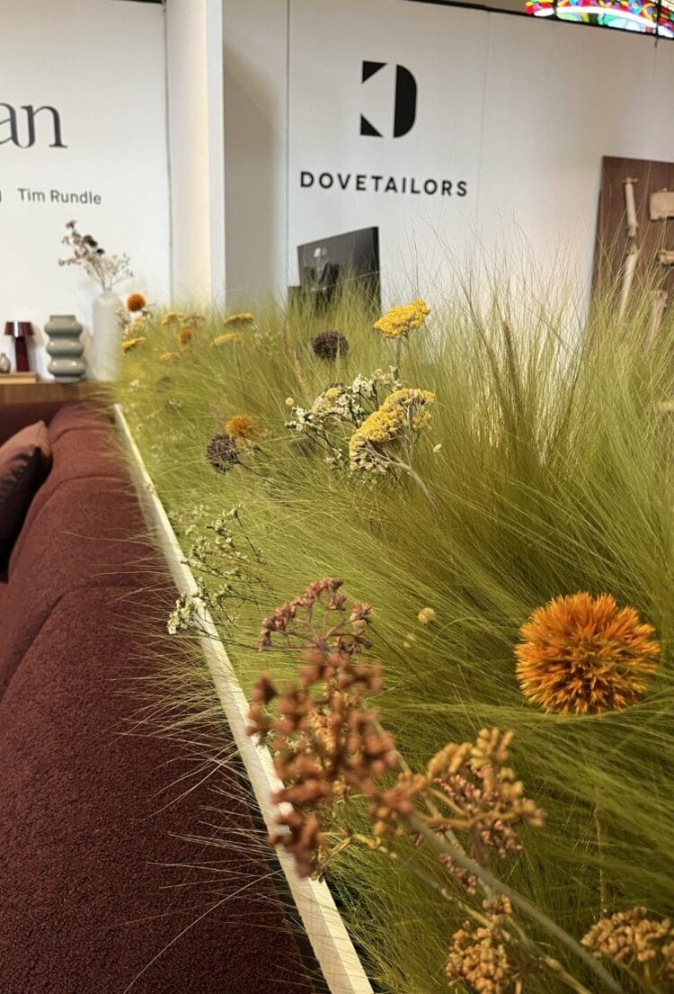 Commercial furniture design with preserved grasses at Clerkenwell Design Week