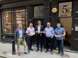 Mias UK team celebrate as they launch their new showroom in Clerkenwell, London