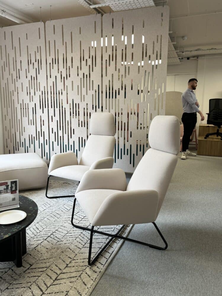 Modern office furniture soft seating for breakout space.