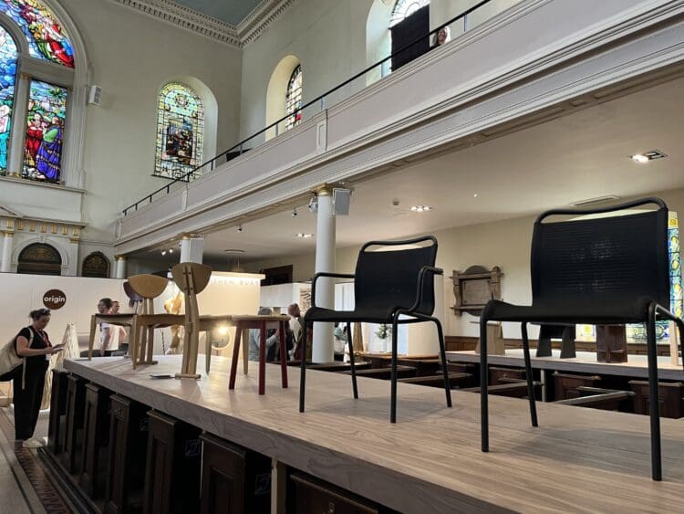 St James' Church, London showcases British designed furniture at Clerkenwell Design Week.