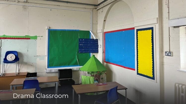Before photo of drama classroom at school refurbishment project.
