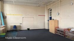 Before photo of music classroom i school refurbishment project, London.