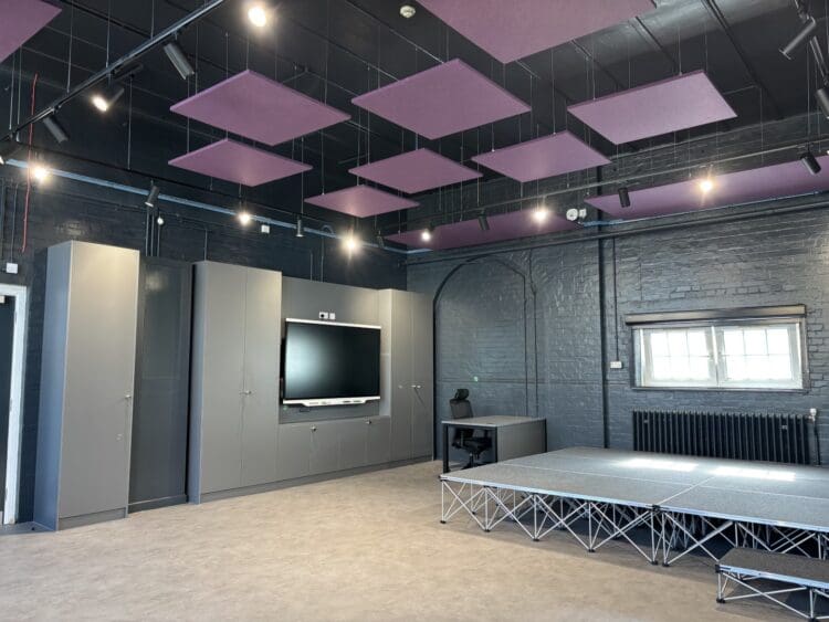 Bespoke teaching wall in school interior design and refurbishment project.