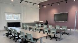 London school refurbishment project of an art classroom with modern design ideas.