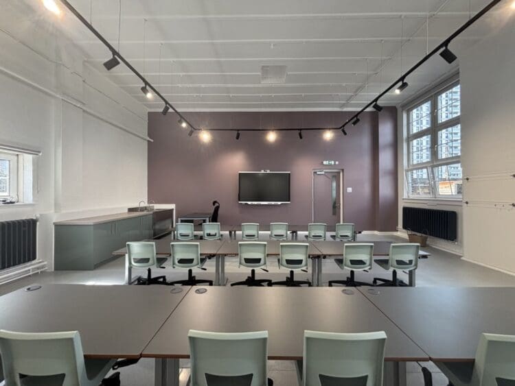London school refurbishment project of an art classroom with school furniture.