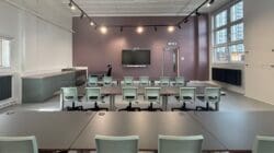 Modern school interior design and refurbishment project in an art classroom.