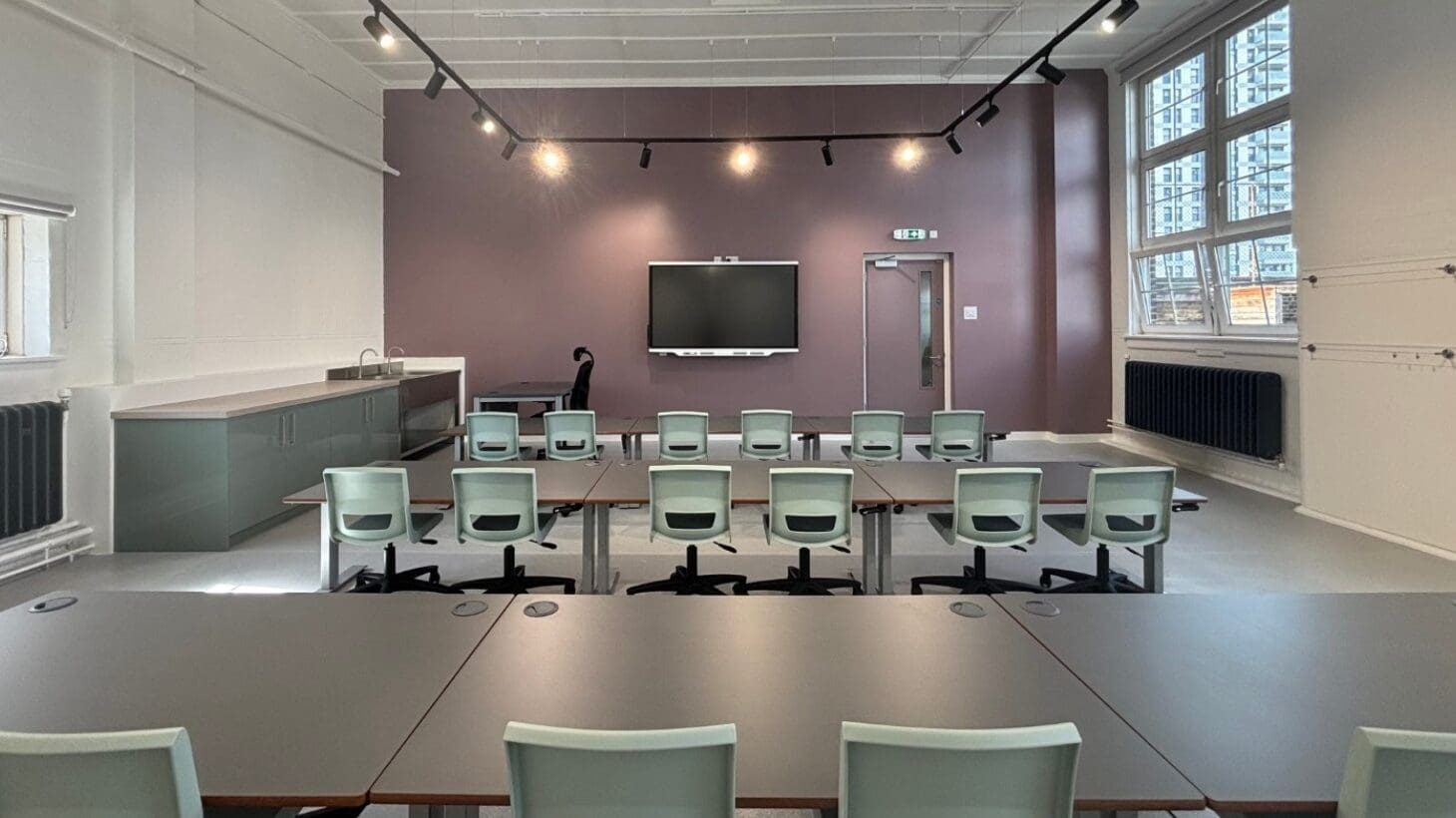 Modern school interior design and refurbishment project in an art classroom.