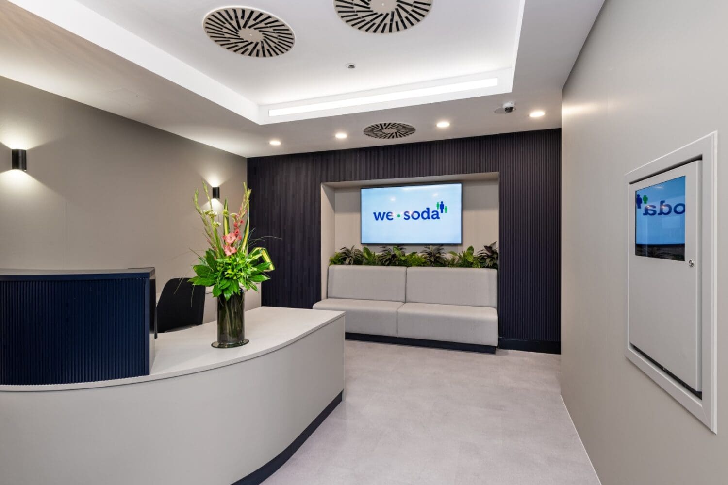 Office reception area design for a high end london office refurb.