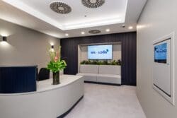 Office reception area design for a high end london office refurb.