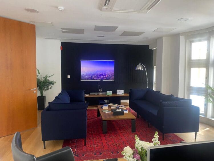 Private executive office design in London office refurbishment project.