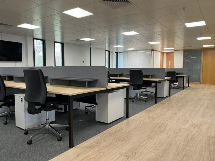 Modern office furniture solution in office refurbishment Kent.