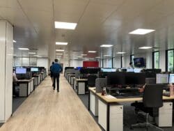 Office refurbishment with timber LVT flooring and furniture solutions.