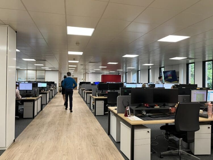 Office refurbishment with timber LVT flooring and furniture solutions.