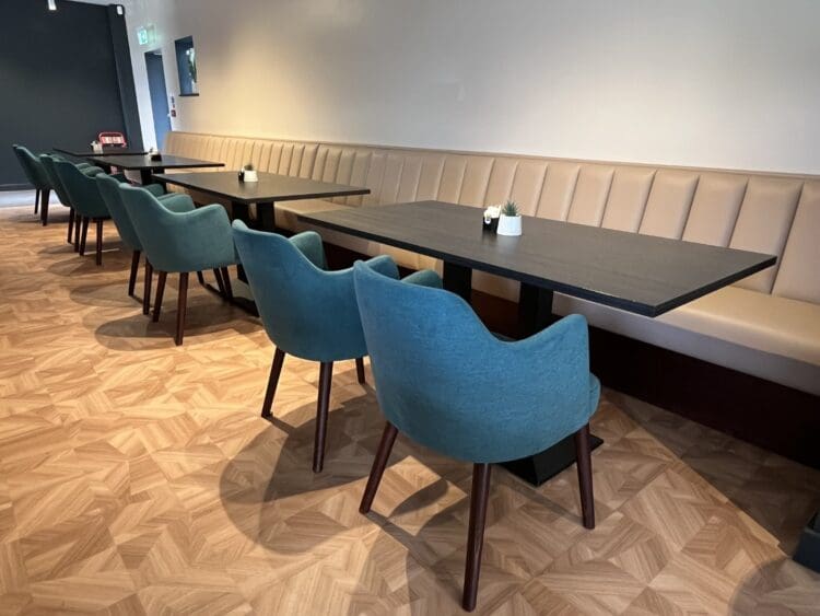 Banquet seating in coffee shop fit out project Kent
