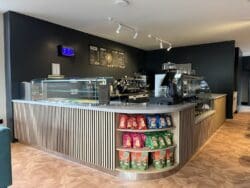 Bespoke servery in coffee shop interior design and fit out.
