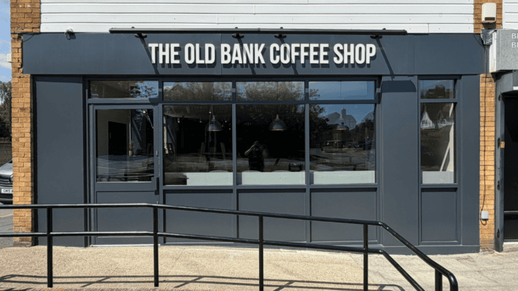 Glass fronted shop front at coffee shop fit out in Kent.