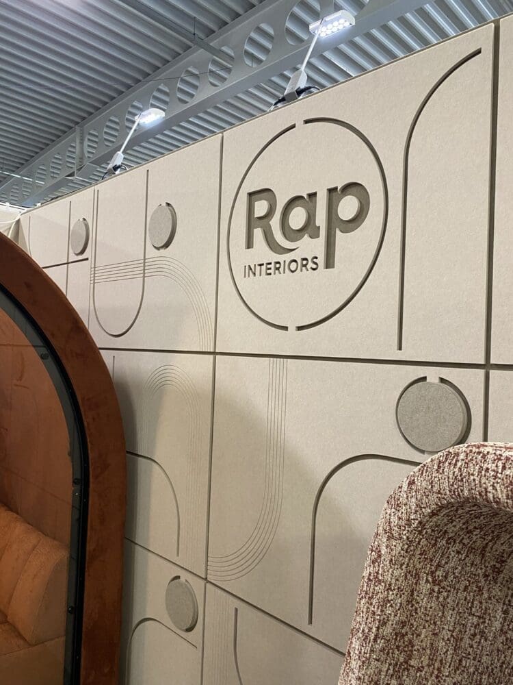 Acoustic wall panel design with integrated branding.