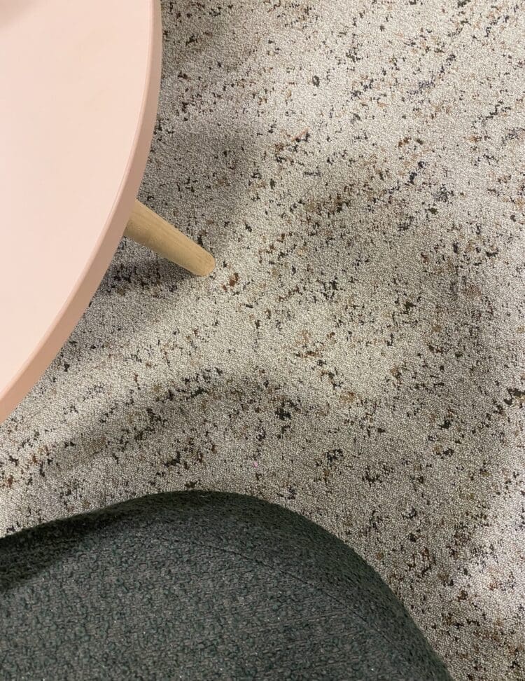 Commercial fit out company's exhibition stand with Shaw Contract carpet tile.
