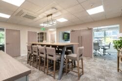 Office collaboration table and meeting space.
