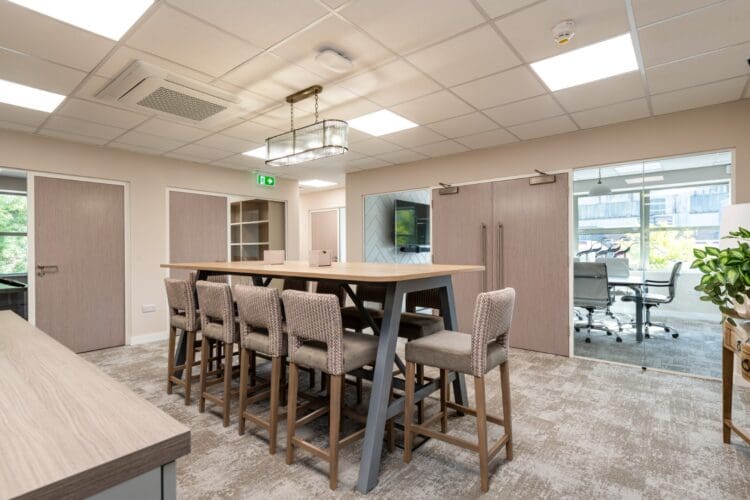 Office collaboration table and meeting space.