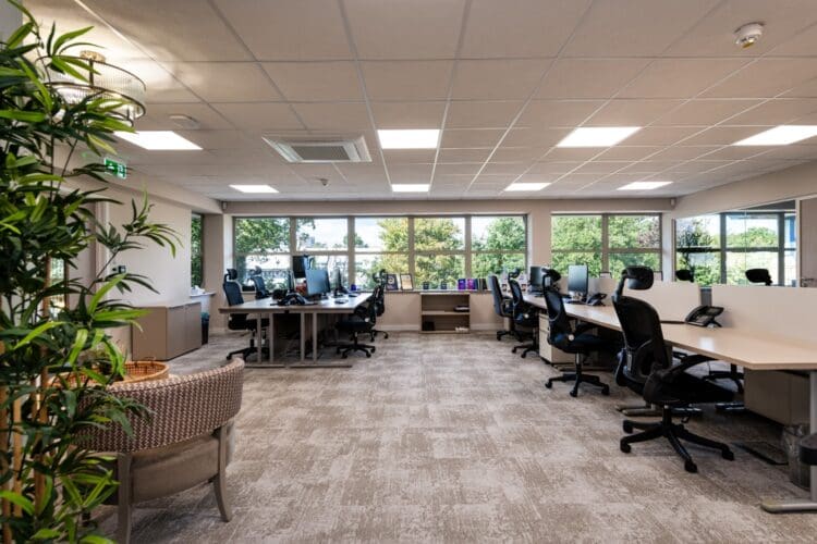 Open plan office space in office fit out project, Essex